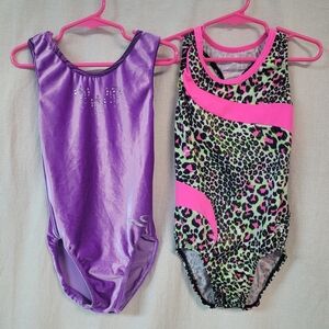 Girls' 8/10 Childs Med Purple & Leopard Print Gymnastics Leotards GK, Dreamlight